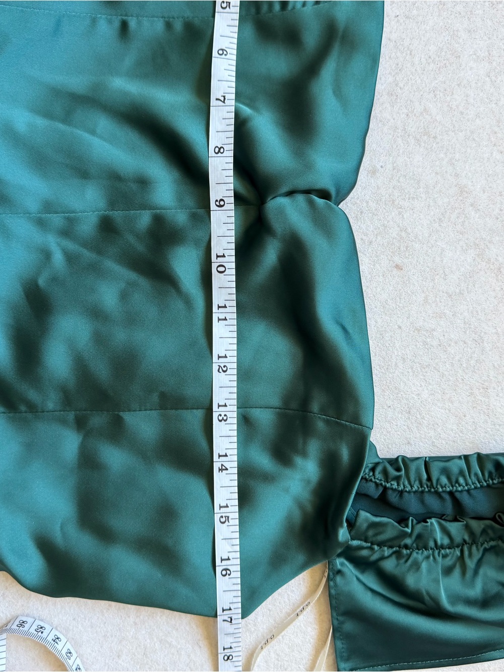 O.P.T. Emerald Green Satin Smocked Ruffle Midi Dress Size XL NWT - Picture 9 of 12